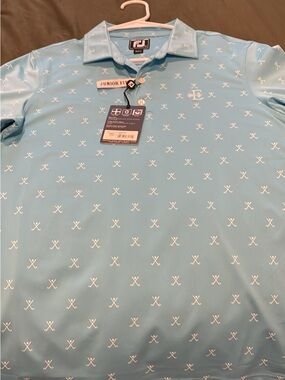 FootJoy Light Blue Polo with White Golf Club Print